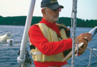 A man sailing a boat