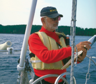 A man sailing a boat