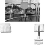 Craig mounted a kicker pad securely on the aft rail with the help of a nylon T insert used to connect plumbing hose. These parts plus a couple of hose clamps did the trick.
