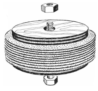Illustration of sanding disks being stored
