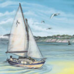 Painting of a boat sailing