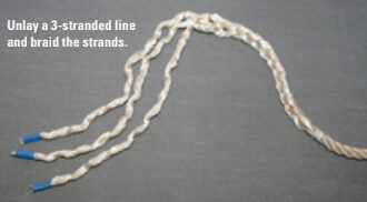 Unlay a 3-stranded line and braid the strands.