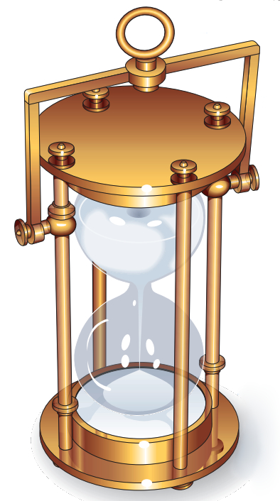 Although various-sized sandglasses could tell time in half-hour, one-hour, and four-hour increments, the half-hour glass was the most common aboard ships.