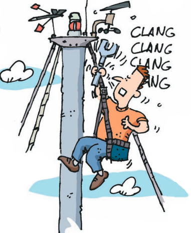 Illustration of a man fixing a mast