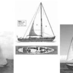 Oceanus, at left and above, the Bill Garden-designed and -owned sloop that first caught young Bob Perry’s eye. Buccaneer, another Garden design, at right