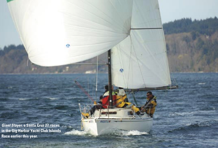 Giant Slayer, a Santa Cruz 27, races in the Gig Harbor Yacht Club Islands Race earlier this year.