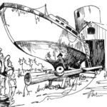 Drawing of a boat in disrepair