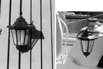 Pictures of a garden light repurposed into a cockpit light