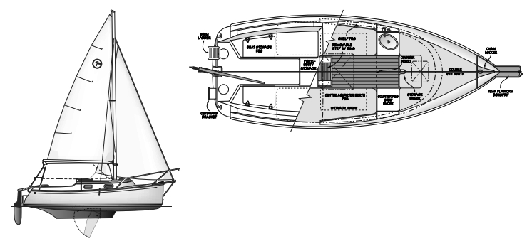The Eclipse, above, was the long-awaited replacement for the discontinued Com-Pac 16 and 19. Introduced in 2004, this is the company’s first new masthead sloop model to be introduced in years.