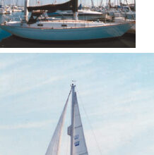 Contessa, Gerry and Allan Hodge’s Contessa 32, above, sails in the San Diego area. Richard Whitehouse’s Ceres, at right. Richard sails in the area of Pamlico Sound.