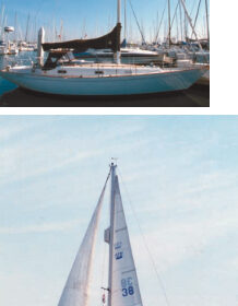 Contessa, Gerry and Allan Hodge’s Contessa 32, above, sails in the San Diego area. Richard Whitehouse’s Ceres, at right. Richard sails in the area of Pamlico Sound.