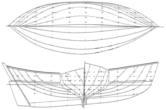 Sunshine: With a displacement of 23,900 pounds on a 30 foot 4 inch LWL, this double-ended sloop is at the upper end of the “heavy” category. Her displacement/length ratio of 382 is the highest I can find in my designs. She’d have a comfortable motion but might be a bit wet in heavy seas.