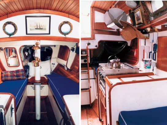 The interior of Blackberry is one of many possible custom configurations. Standing headroom on those 26-footers with a raised coachroof is a definite plus.