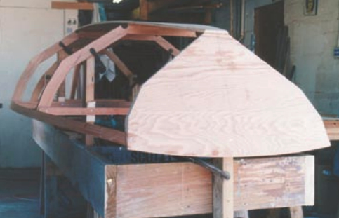Gandy Dancer under construction in Reuel’s Key West shop, showing simplicity of construction. Note the lapped frame components.