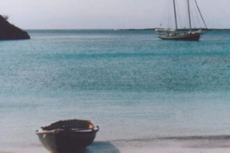 Gandy with Leopard near Norman’s Cay, Bahamas, in 1996.