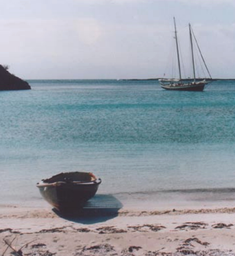 Gandy with Leopard near Norman’s Cay, Bahamas, in 1996.