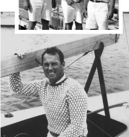 George O’Day, above. At top, photo of the 1960 Olympics gold medal crew: George in center with Jim Hunt, at left, and Dave Smith, right.