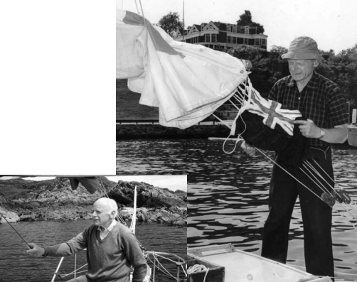 Blondie Hasler in 1960, at the time of the first OSTAR, at right. Below, in Scotland in 1985.