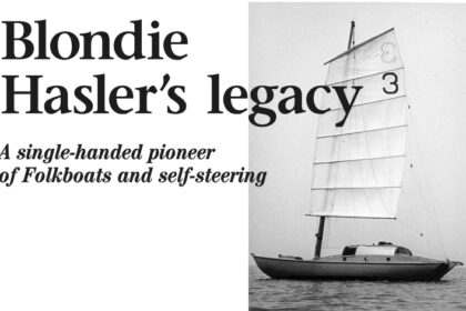 Above, Jester, the highly modified Folkboat loved and raced by both Blondie Hasler and Mike Richey.