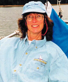 A picture of a woman sailing