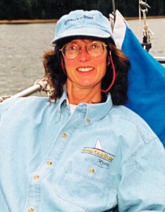 A picture of a woman sailing