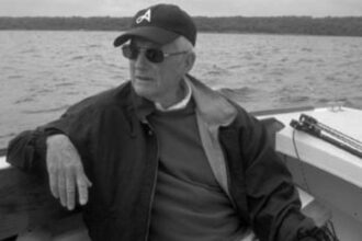 Garry Hoyt takes his daily sail today on the Alerion Express 28, which he and his wife, Donna, sell from their Newport R&D office in Portsmouth, Rhode Island.
