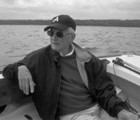Garry Hoyt takes his daily sail today on the Alerion Express 28, which he and his wife, Donna, sell from their Newport R&D office in Portsmouth, Rhode Island.