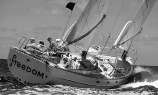 The boat that started the Freedom line was the Freedom 40. Garry Hoyt sailed the prototype in the Virgin Islands for a few years, challenging all comers to a race. He put up $5,000, but there were no takers. TPI, builder of all Freedoms when Garry owned the company, began production of the 40 in 1977.