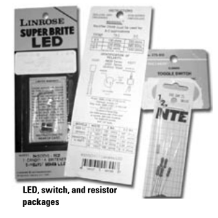LED, switch, and resistor packages
