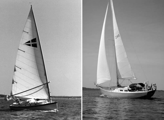 Mark Ellis’ popular Nonsuch 30, at left, and the Niagara 35, at right.