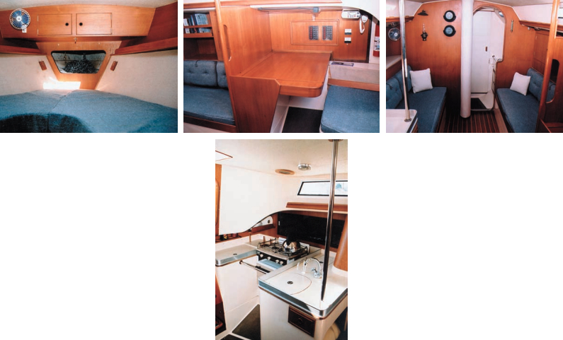 With a voluminous interior for a 31- footer, the Nicholson 31 offers six full-sized berths, an adequate (but not exceptional) galley, and a very nice navigation table. Interior shots are of the Terri G.