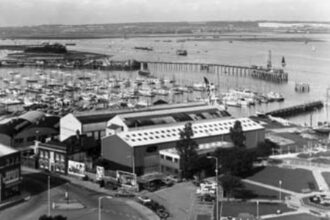 Since its inception in 1782, Camper & Nicholsons has occupied several sites. The current one, in Gosport, England, is the site of Francis Amos’ original plot. It is shown here in the 1970s.