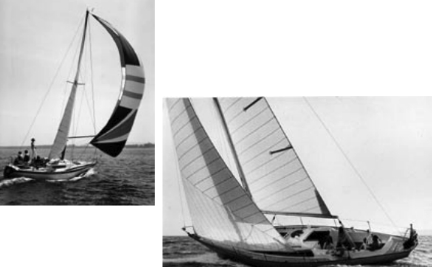 The Nicholson 33, above, was launched in 1976. The Nicholson 43, at right, was introduced in 1969. On the used boat market, the 33, a more modern design than the 43, sells today in the low- to mid- $20,000s.