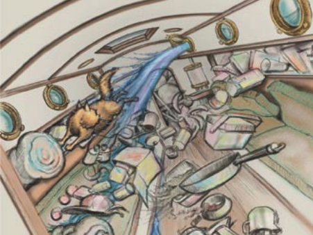 Illustration of a messy berth area