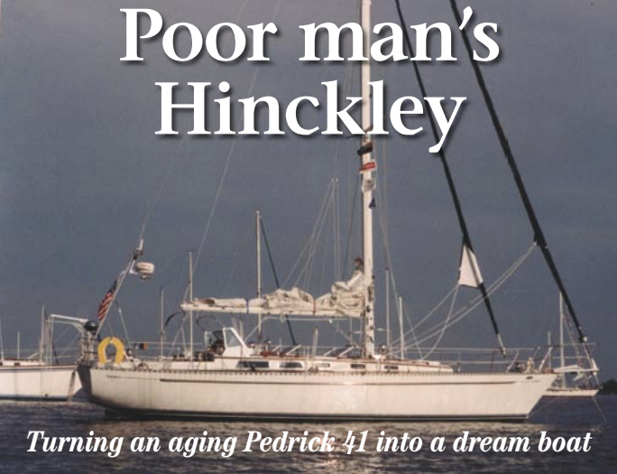Neshuma, Sonny Furman’s Cheoy Lee Pedrick 41, has been extensively modified. He added a bow platform and re-rigged her as a cutter. He added a windshield to protect the cockpit from spray and davits to carry a dinghy. He installed new roller furlers for the headsail and staysail.