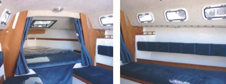 The interior of the Precision 23 makes good use of space by omitting most of the forward bulkhead. Cabin headroom is 54 inches.