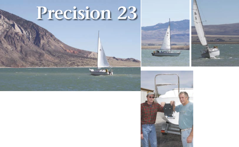 Chris Allen and Carol Jackson’s Precision 23, Amamapare, adds a taste of salt water to the desert hills of the Buffalo Bill Reservoir in Wyoming, above, and at top of facing page. Precision Boat Works founders, brothers Bill and Richard Porter, at the factory in Palmetto, Florida, below on facing page.