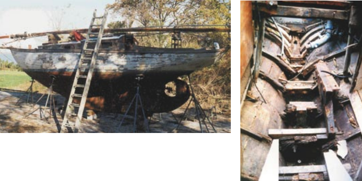 You had to use your imagination in the early stages of the refit. Zephyr, a 1938 Alden Malabar Jr., was going downhill fast until she was rescued by Tom Garber.