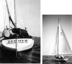 Historical photos of Zephyr sailing in her previous life, above and below.