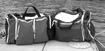 The durable and useful Weekend’R Deluxe bags have zip-off showerbags, one large pocket, and three small ones. They’re colorful, personalized, and tough as nails.