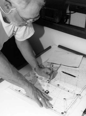 Jerry learns to use the Weems & Plath GPS Plotter. During the summer of 2002, he developed a real appreciation for this tool.