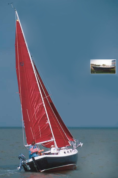 Ravensail, a 1974 MacGregor Venture of Newport 23 (also referred to as a Venture 23), makes her inaugural sail after three sailors rescued her from an uncertain fate. They invested $500, an untold quantity of materials, and many hours of labor. They were rewarded with the boat of their dreams.