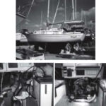 Angel, a 1978 Bayfield 29, above, shows her full profile. Before and after photos of the interior and engine compartment, at left and right, tell the story of Rebecca Burg’s enthusiasm and commitment. In a recent note, Rebecca tells us that she and Angel usually cruise companionably with singlehander Bill Robinson and his 1974 Morgan Out Island ketch, Defiant.