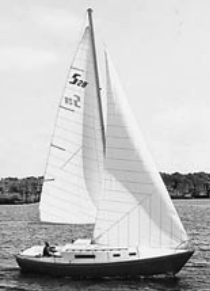 Roger sails the first Sabre 28 in 1971.
