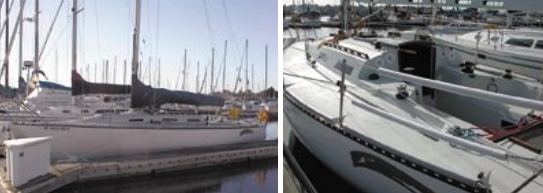 The low cabintop makes it possible to see what’s ahead of you, and the large cockpit offers space for six to eight passengers. Wide decks make it easy to work under sail.