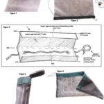 Making a screen bag is easy. Cut screen and trim (Figure 1). Install drawstring and grommets and sew the trim to the screen (Figures 2 and 3). Sew up the sides and enjoy the finished bag (Figures 4 and 5).