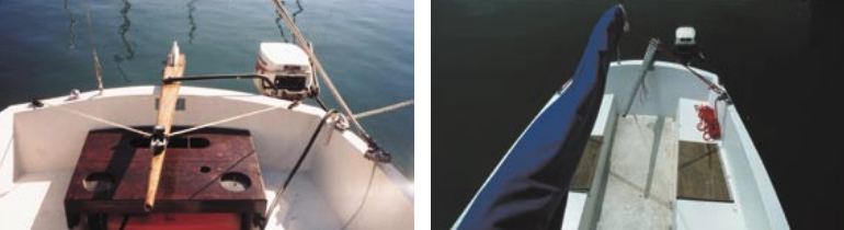 The cockpits of two South Coast 22s belonging to the Martlings, at left, and the Nelsons, at right. The 7-foot cockpit offers additional living space.