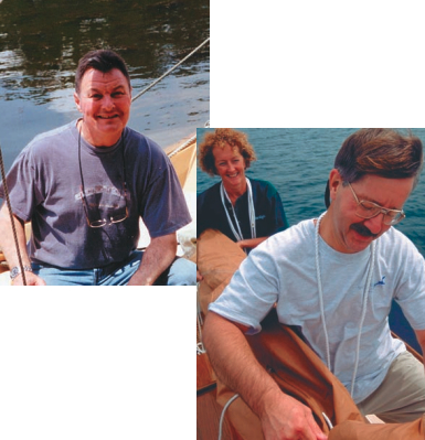 Bill McBrine, above, and Tim and Linda Bates, at right, have much in common concerning sailboat preferences.