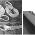 Two heavy-duty vehicle recovery straps, top left, when looped together, lower left, become a boat-retrieval belt, right, with a rated capacity of 18,000 pounds.