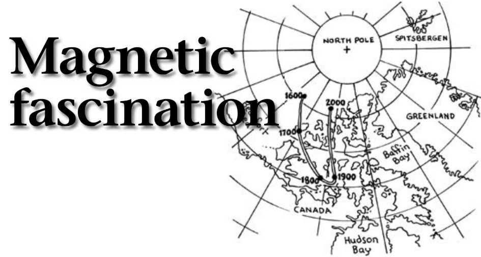 Since the 1500s, the magnetic north pole has moved from the Arctic Ocean into northern Canada. It is moving back to the Arctic Ocean at an average speed of about 10 to 15 miles a year.